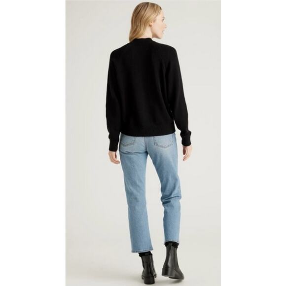 Quince Black Eco knit Milano Stitch Mock Neck Pullover Size M NWT - Picture 4 of 6